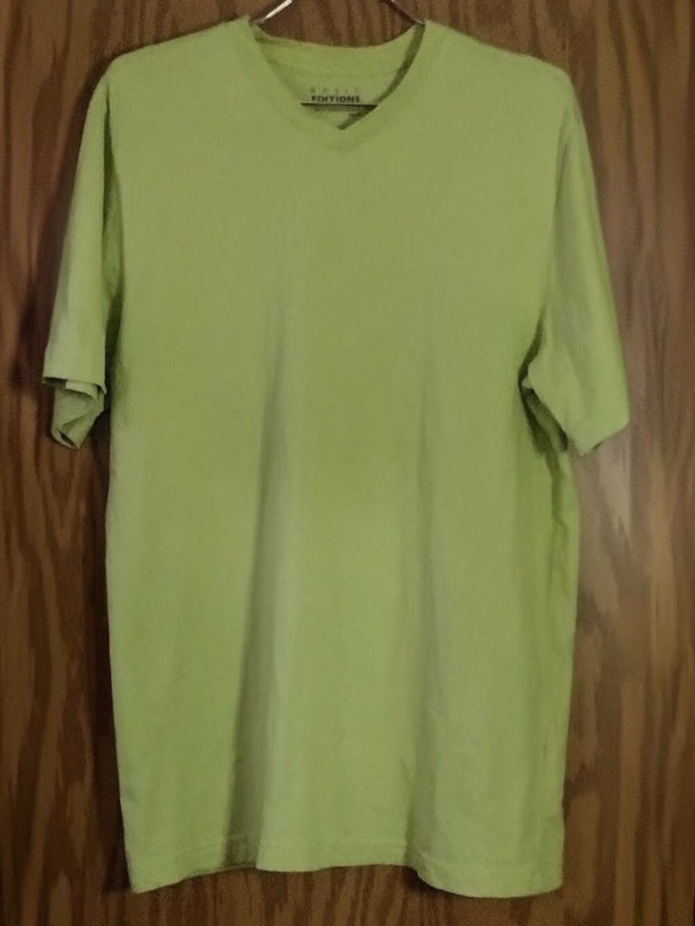 men M -Basic Editions Limon colored short sleeve V-neck T shirt - Flawed